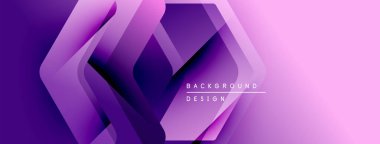 Soyut mor arkaplan. Geometrik şekiller, dinamik görsel efekt oluşturur. Modern tasarım elementleri pürüzsüz eğimler sunar.