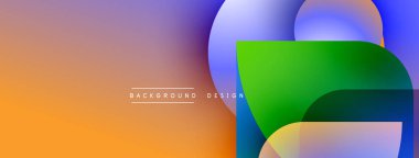 Soyut gradyan arkaplan özellikleri üst üste binen renkli şekiller. Modern tasarım elementleri dinamik görsel doku oluşturur.