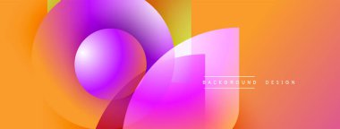 Soyut canlı şekiller örtüşüyor, dinamik turuncu, pembe, mor renkler oluşturuyor. Arkaplan ve sunumlar için modern tasarım ögesi.