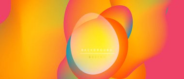 Soyut, enerjik bir arkaplan. Sıvı şekiller sarı, turuncu ve pembe renkleri harmanlıyor. Dijital projeler için modern tasarım ögesi.