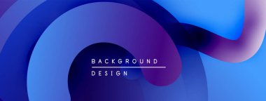 Soyut sıvı şekilleri örtüşür, parlak mavi ve mor renkler yaratır. Arkaplan ve sunumlar için modern tasarım ögesi.