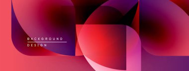 Soyut geometrik şekiller örtüşüyor, canlı kırmızı mor renkler yaratıyor. Arkaplan ve sunumlar için modern tasarım ögesi.