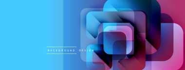 Soyut geometrik şekiller çakışıyor. Mor renklere mavi geçişler modern arka plan tasarımı yaratır. Minimalist tarz, canlı renkler.