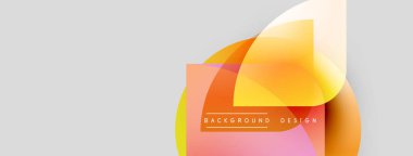 Soyut şekiller üst üste binerek sıcak renk değişimleri yaratıyor. Metin, pembe dikdörtgen içinde arkaplan tasarımı okuyor. Minimalist biçim, temiz sunum.