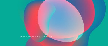 Soyut, enerjik şekiller çakışıyor. Teal arkaplanı karşıtlık sağlar. Modern tasarım akıcılığı, enerjiyi, görsel ilgiyi çağrıştırıyor.