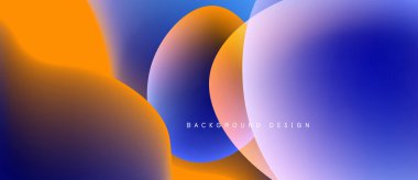 Soyut sıvı şekilleri kesişir. Canlı turuncu, mavi renkler modern arkaplan tasarımı yaratır. Yumuşak gradyanlar görsel ilgi sunar.