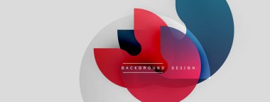 Soyut geometrik şekiller çakışıyor. Kırmızı, mavi, beyaz renkler modern tasarım yaratır. Sunumlar ve grafikler için minimalist arkaplan.