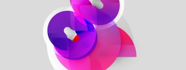 Soyut çiçek tasarımı. Pembe, mor renkler beyaz şekillerle harmanlanır. Modern, minimalist estetik yumuşak görsel etki yaratır.