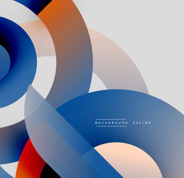 Soyut daireler çakışıyor, dinamik görsel etki yaratıyor. Renkler harmanlanır, modern tasarımı oluşturur. Yumuşak eğimler derinliği arttırır.