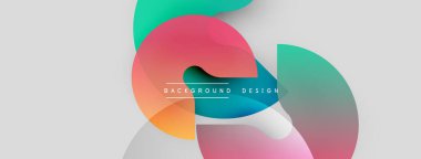 Soyut renkli şekiller örtüşür, dinamik görsel efekt yaratır. Modern tasarım elementleri yenilik ve akıcılık öneriyor. Arkaplan özellikleri eğimleri.