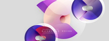 Soyut geometrik şekiller örtüşüyor, dinamik mor, pembe renkler yaratıyor. Minimalist tasarım modern arka planlara, sunumlara uyuyor.