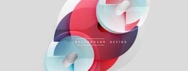 Soyut geometrik şekiller örtüşüyor, canlı kırmızı, mavi renkler yaratıyor. Yumuşak eğimler, pürüzsüz geçişler modern tasarımı tanımlar. Minimalist estetik.