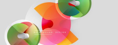 Soyut renkli şekiller örtüşür, dinamik görsel efekt yaratır. Gradyan renkler düzgün bir şekilde harmanlanarak modern tasarım elementini oluşturur.