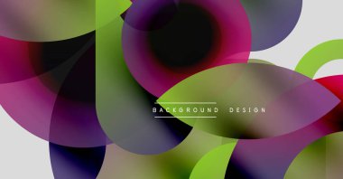 Soyut renkli şekiller çakışıyor. Canlı gradyanlar dinamik görsel efekt yaratır. Modern tasarım ögeleri pürüzsüz geçişler sunar.