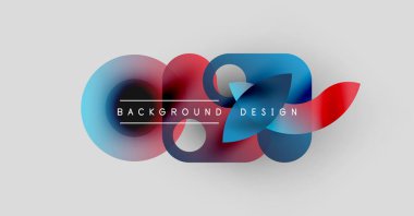 Soyut renkli şekiller çakışıyor. Kırmızı, mavi renkler dinamik arka plan tasarımı yaratır. Minimalist biçim, temiz sunum.