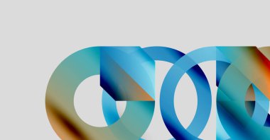 Soyut renkli çakışan daireler dinamik görsel kompozisyon oluşturur. Gradyan renkler harmanlanarak modern tasarım ögesini oluşturur.