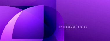 Soyut mor tasarım, üst üste binen kıvrımlı şekiller. Gradyan gölgeler derinlik yaratır, modern estetik. Metin arkaplan tasarımı okur.