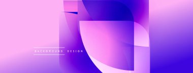 Soyut gradyanlar harmanlanarak sıvı şekiller oluşturur. Pembe, mor renkler tasarıma hakim, modern estetiğe işaret ediyor. Mevcut en küçük metin.