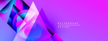 Soyut mor tasarım üst üste binen geometrik şekiller içerir. Gradyan renkler dinamik görsel efekt yaratır. Dijital projeler için modern arkaplan.