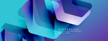 Soyut geometrik şekiller örtüşür, parlak mavi ve mor renkler yaratır. Modern tasarım elementleri dijital sanat, arkaplan dokusu.