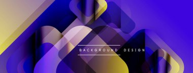 Soyut geometrik şekiller örtüşür, canlı gradyanlar yaratır. Sarılar, maviler, morlar kusursuz bir şekilde harmanlanır. Arka planlar için modern tasarım ögesi.