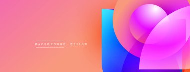 Soyut geometrik şekiller örtüşüyor, canlı pembe ve mavi renkler yaratıyor. Arkaplanda metin arkaplan tasarımı var. Modern, renkli kompozisyon.