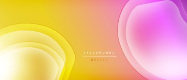 Soyut eğim arkaplanı. Sarı, turuncu, pembe renkler düzgün bir şekilde harmanlanır. Katmanlı şekiller derinlik yaratır, modern estetik. Minimalist tasarım.