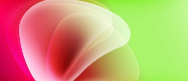 Soyut akışkan şekiller canlı kırmızıları, pembeleri, sarıları parlak yeşile çevirir. Yumuşak eğimler parlak, organik formlar yaratır..