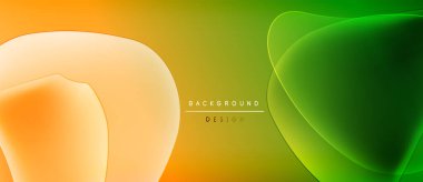 Soyut sıvı şekilleri turuncu, sarı ve yeşil renkleri harmanlıyor. Arka planlar, sunumlar, dijital sanat için modern tasarım öğesi. Yumuşak gradyanlar görsel ilgi yaratır.