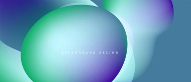 Soyut sıvı şekiller harmanlanarak canlı mavi, yeşil ve mor renkler yaratır. Modern tasarım hareketi, enerjiyi, pürüzsüz geçişleri çağrıştırıyor.