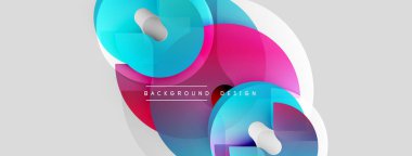 Soyut geometrik şekiller çakışıyor. Canlı mavi, pembe, beyaz renkler dinamik kompozisyon oluşturur. Arka planlar için modern tasarım ögesi.