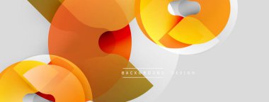 Soyut şekiller, turuncu renkler, gri aksanlar modern arka plan yaratır. Yumuşak eğimler, üst üste binen biçimler dinamik bileşimi önerir.