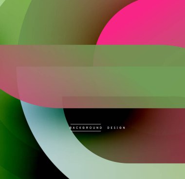 Soyut kompozisyon. Üst üste binen şekiller dinamik görsel efekt yaratır. Renkler harmanlanır, modern tasarımı oluşturur. Yumuşak eğilim katmanlı estetik sunar.