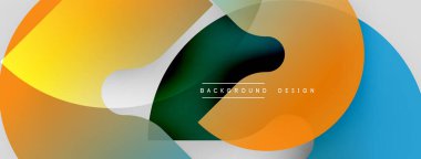 Soyut sıvı şekilleri kesişir. Turuncu, deniz mavisi, yeşil renkler harmanlanır. Arka planlar ve sunumlar için modern tasarım öğesi. Minimalist estetik.