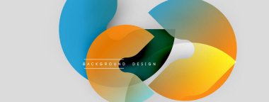 Soyut renkli şekiller çakışıyor. Modern tasarım gradyanlar, kıvrımlar, canlı renkler içerir. Minimalist arkaplan görsel etki yaratır.