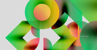 Soyut geometrik şekiller, canlı renklerin karışımı. Modern tasarım, dinamik kompozisyon, gradyanlar görsel ilgi yaratır. Düz geçişler, temiz çizgiler..