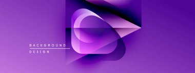 Soyut mor tasarım katmanlı şekiller, gradyanlar içerir. Dinamik görsel elementlere sahip modern arkaplan, gösterişli sunum.
