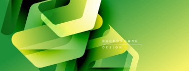 Soyut yeşil tasarım, üst üste binen dikdörtgenler. Gradyan gölgeler derinlik yaratır, modern estetik. Metin arkaplan tasarımı okur.