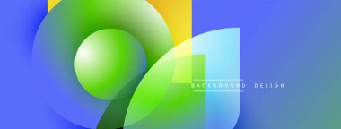 Soyut, enerjik şekiller çakışıyor. Mavi, yeşil, sarı renkler dinamik kompozisyon oluşturur. Arka planlar için modern tasarım ögesi.