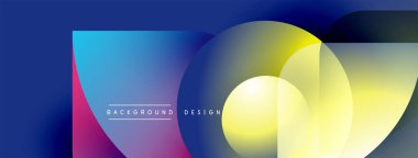 Soyut renkli arkaplan. Üst üste binen daireler dinamik görsel efekt yaratır. Gradyan renkleri pürüzsüz, modern tasarım ögesine karışıyor.