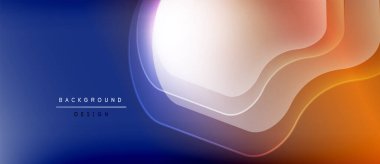 Soyut arkaplan akış katmanları. Mavi turuncuya geçişler, dinamik görsel etki yaratıyor. Metin elementli minimalist tasarım.