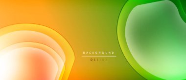 Soyut katmanlar canlı bir eğim yaratır. Turuncu yeşil, pürüzsüz şekiller akışkanlığı, modern tasarım elementini akla getiriyor..