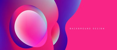 Soyut eğimler üst üste binen çemberler oluşturur. Canlı pembeler, morlar modern arka plan tasarımı yaratır. Düz geçişler şekilleri tanımlar.