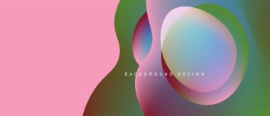 Soyut renkli şekiller çakışıyor. Pembe, yeşil, mor renkler modern görsel efekt yaratıyor. Düzen eğimleri kompozisyona hakim.