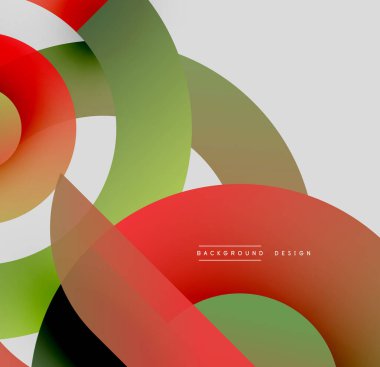 Soyut şekiller örtüşür, canlı renk karışımları yaratır. Modern tasarım pürüzsüz eğimlere, yumuşak kenarlara sahiptir. Minimalist estetik.