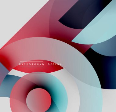 Soyut şekiller örtüşür, dinamik bileşim yaratır. Renkler harmanlanır, modern tasarımı oluşturur. Yumuşak eğimler derinlik ve doku önerir..