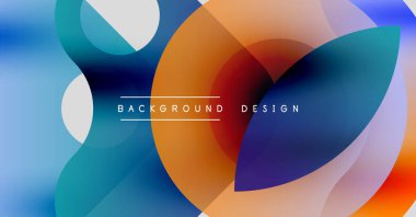 Soyut renkli şekiller çakışıyor. Gradyan renkler harmanlanarak, dinamik görsel efekt yaratır. Modern tasarım ögeleri pürüzsüz geçişler sunar.