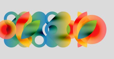 Soyut renkli çakışan daireler dinamik görsel kompozisyon oluşturur. Yumuşak eğimler, bulanık kenarlar hareket ve enerjiyi akla getiriyor..