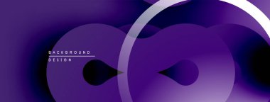 Soyut mor tasarım, üst üste binen daireler, gradyanlar, pürüzsüz geçişler. Minimalist stil modern görsel etki yaratır.