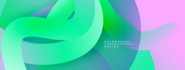 Soyut sıvı şekilleri canlı yeşillikleri, mavileri, pembeleri harmanlıyor. Modern tasarım dinamik görsel doku yaratır. Yumuşak eğimler yumuşak estetik sunar.